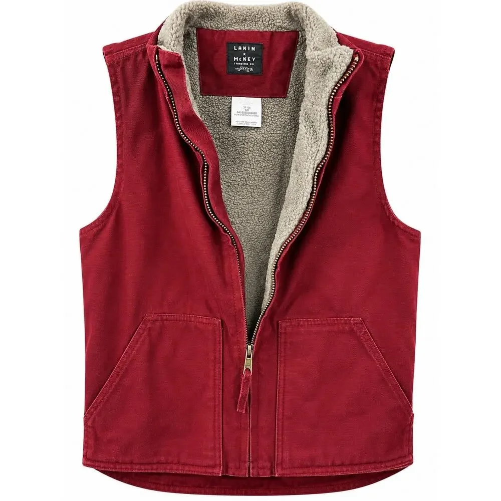 Lakin McKey Red Sherpa Work Vest Womens Small 36 Barn Chore Western Y2K Gorpcore